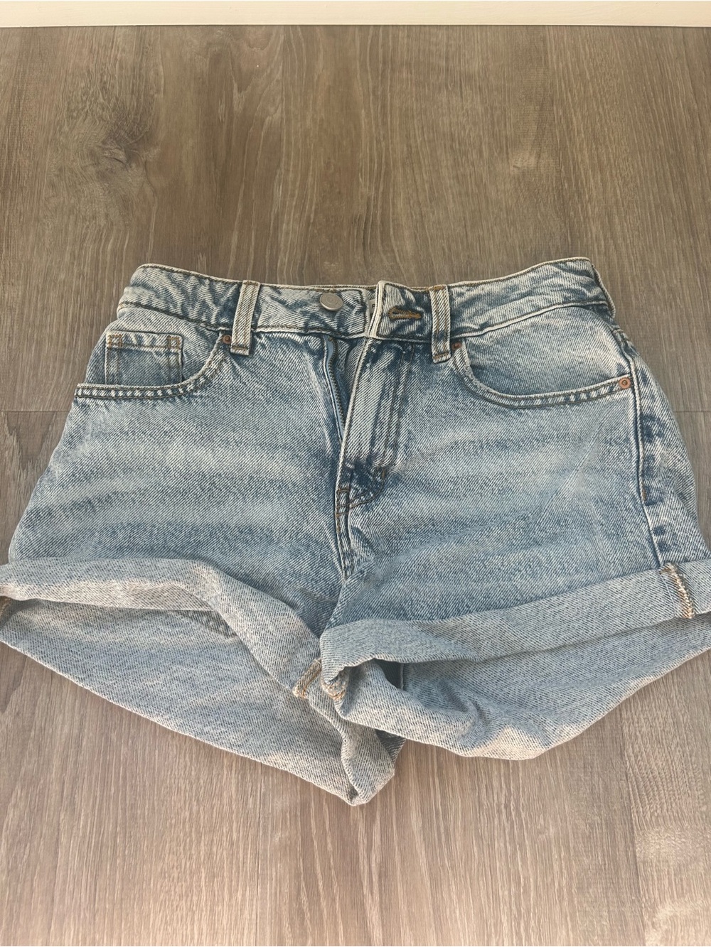 PacSun Women's Light Blue High-Rise Rolled Hem Denim Shorts